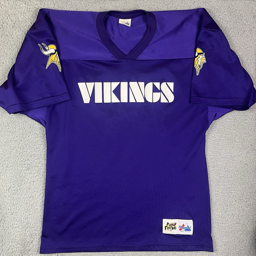Vintage Majestic NFL Minnesota‎ Vikings Play Football Jersey Tom & Jerry's Bar